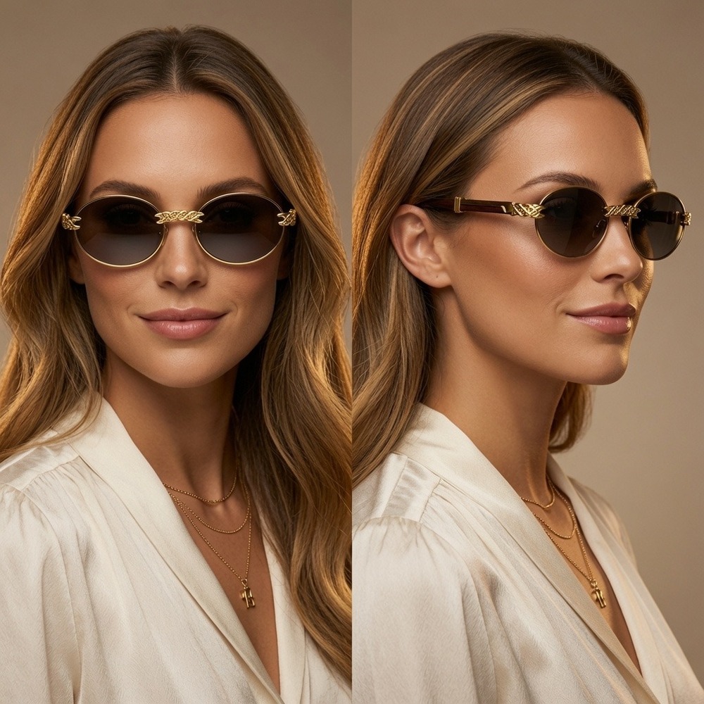 Gold Frame Women Sunglasses Lens UV400 Protection Female Street Wear Festival